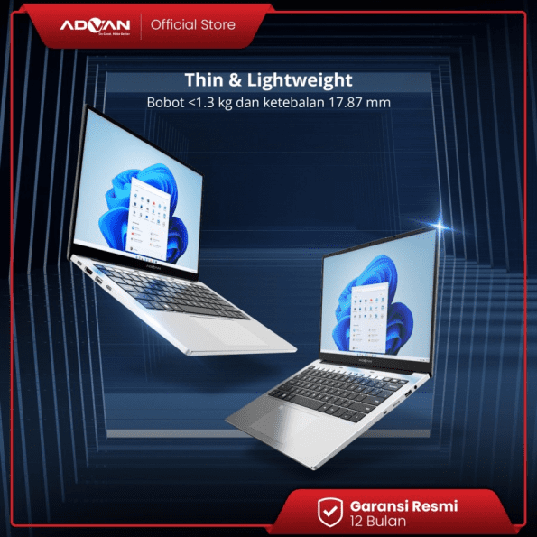 ADVAN Laptop Workplus AMD RYZEN 5 6600H 14'' FHD IPS 16GB 1TB Win 11 - Image 2