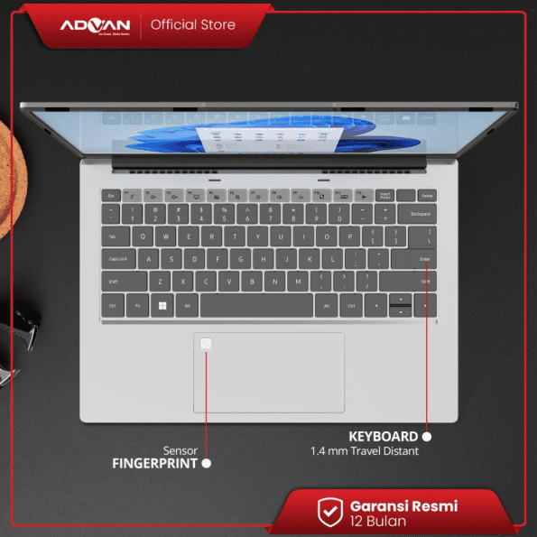 ADVAN Laptop Workplus AMD RYZEN 5 6600H 14'' FHD IPS 16GB 1TB Win 11 - Image 4
