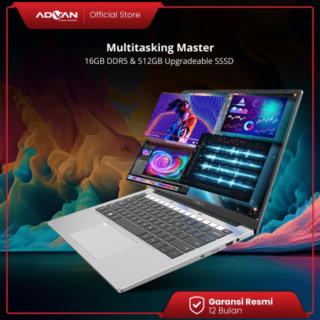 ADVAN Laptop Workplus AMD RYZEN 5 6600H 14'' FHD IPS 16GB 1TB Win 11