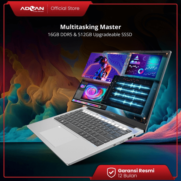 ADVAN Laptop Workplus AMD RYZEN 5 6600H 14'' FHD IPS 16GB 1TB Win 11