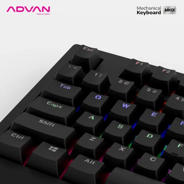 Mechanical Keyboard Advan MK01 Gaming Keyboard TKL 87 KeysRainbow Backlit - Garansi 1 Tahun - Image 5